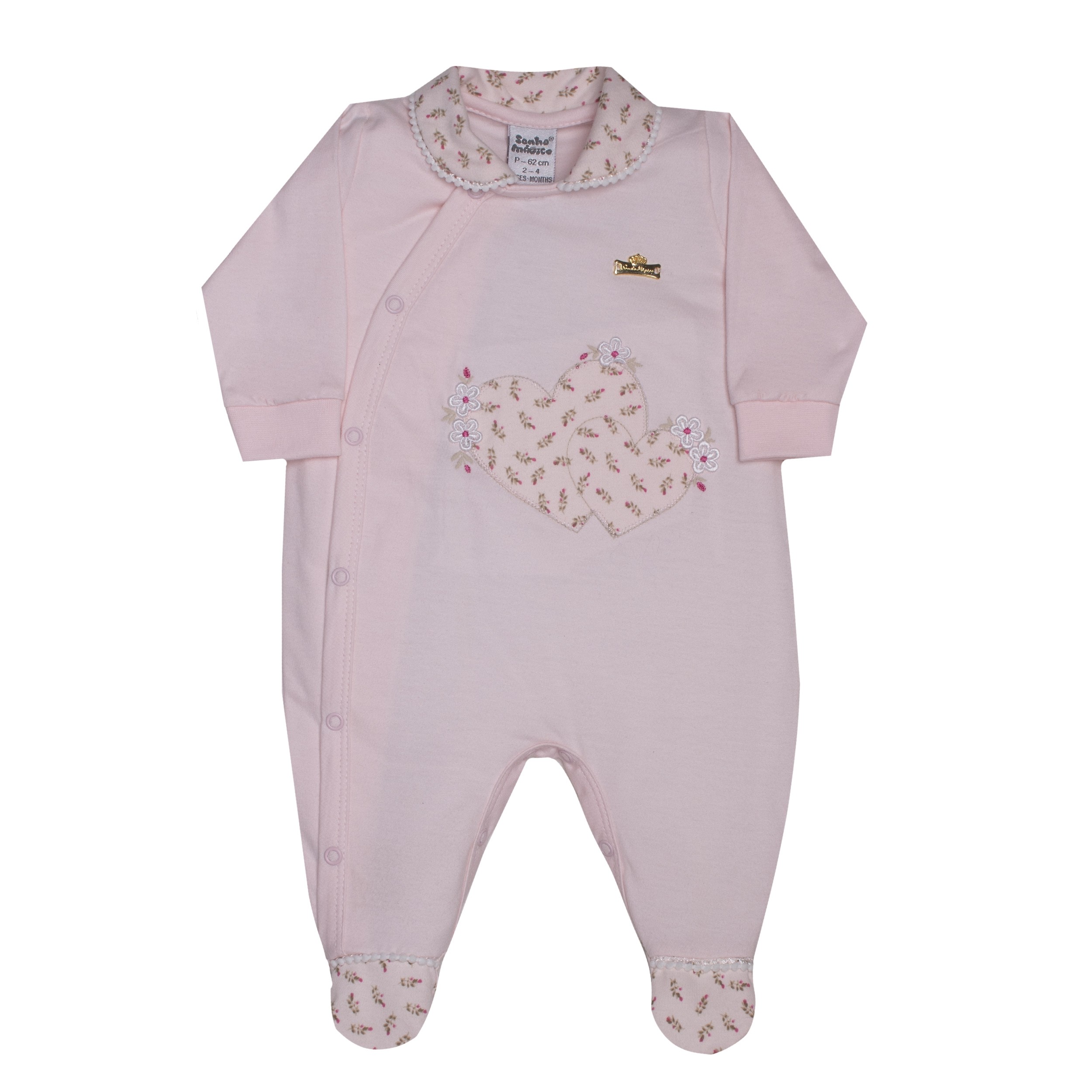 Sonho Mágico Moda Bebê Macacão Longo Malha Hearts