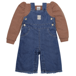 Jardineira Malha/Jeans Panta Court 2 Pcs(Tamanhos de 1 á 4 Anos)